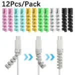 1/12PCS Cable Protector Silicone Bobbin Winder Wire Cord Cable Organizer Cover for iPhone Cell Phone USB Charger Cable Accessory